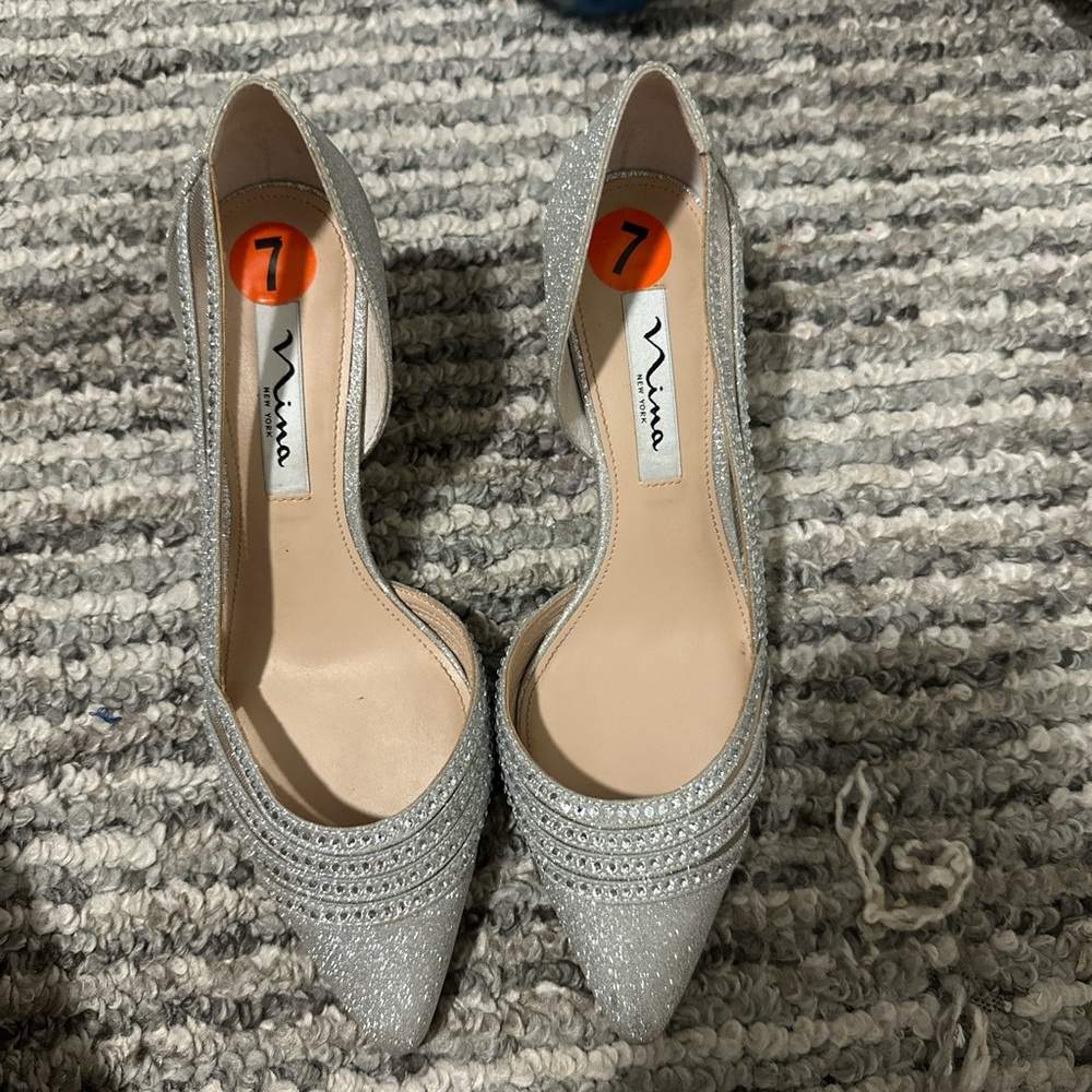 Vince Camuto Glittering Silver Heels